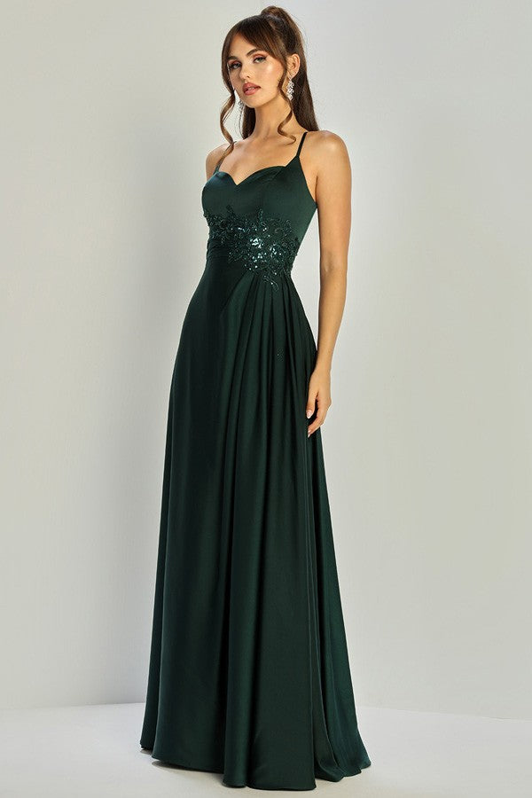 Sleeveless Sweetheart Bead Design Top A Line Dress