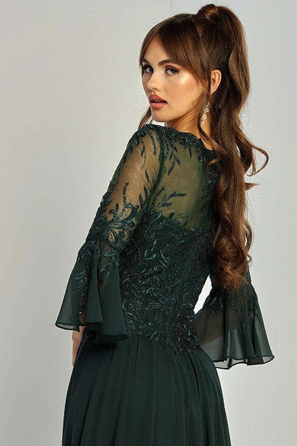 3 Quarter Bell Sleeve Chiffon Mob Dress