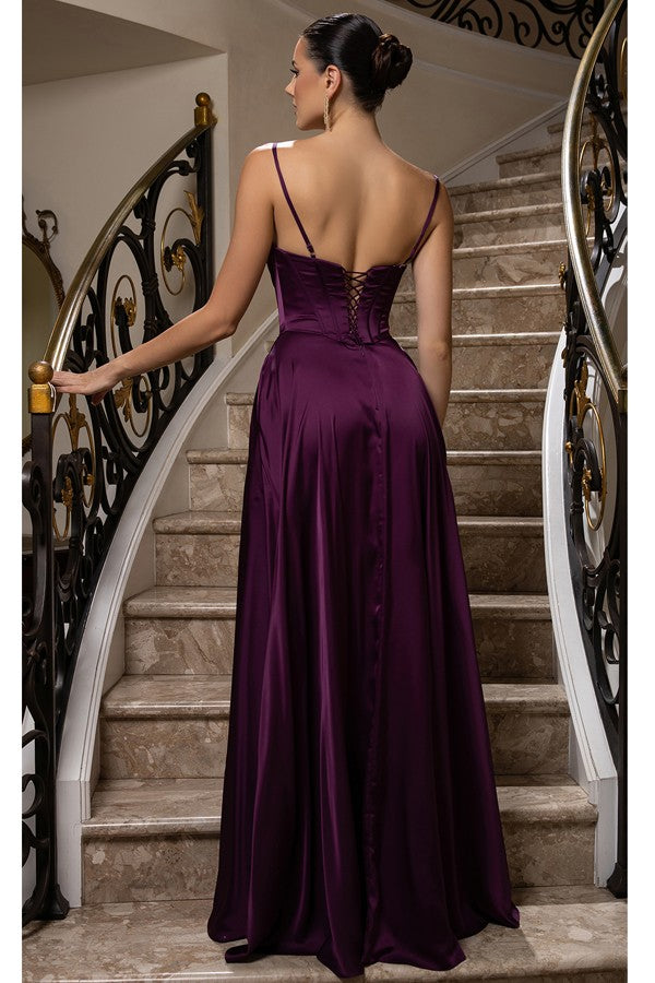 Sleeveless Spaghetti Straps A Line Satin Bridesmaid Dress