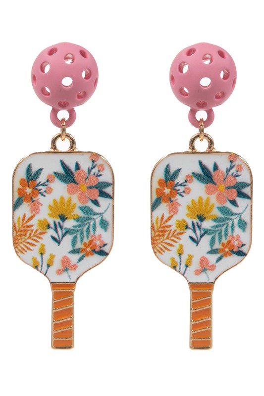 Sports Pickleball Enamel W Pattern Post Earrings