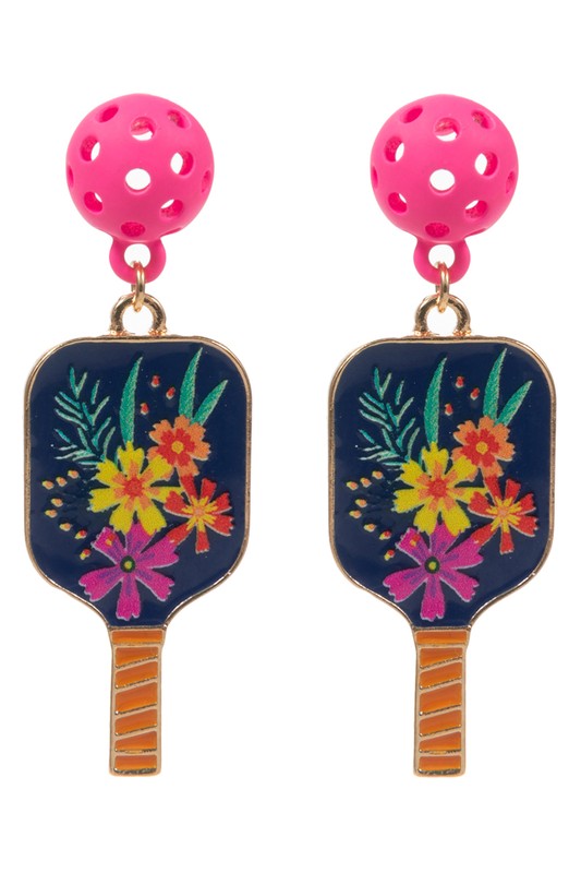Sports Pickleball Enamel W Pattern Post Earrings