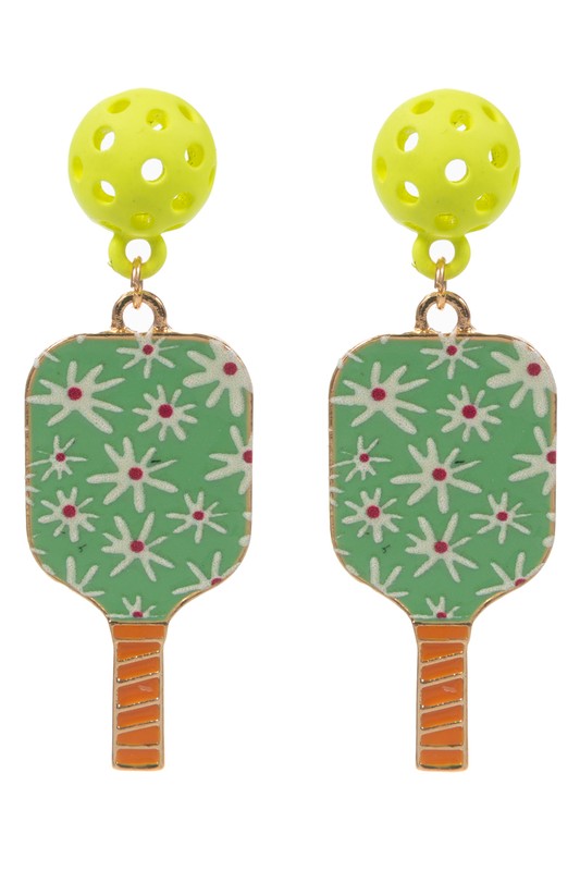 Sports Pickleball Enamel W Pattern Post Earrings