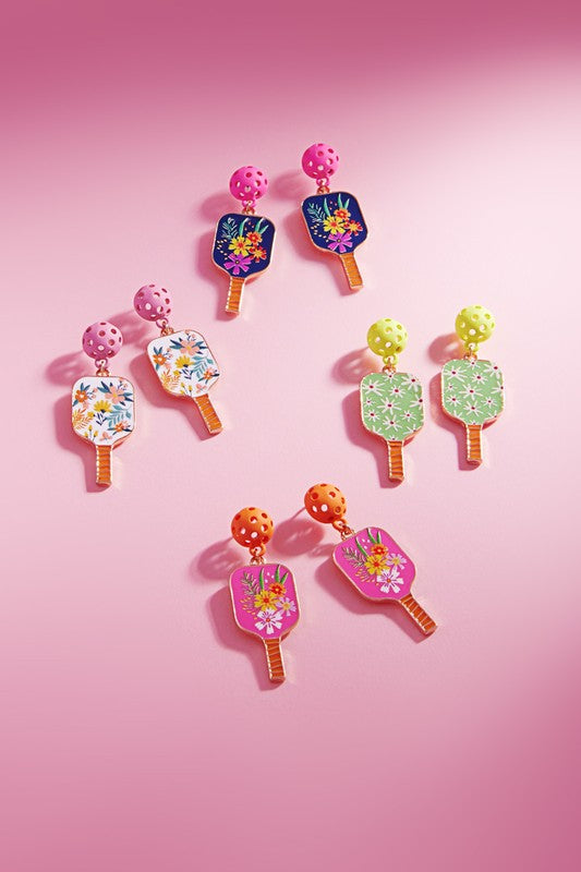 Sports Pickleball Enamel W Pattern Post Earrings