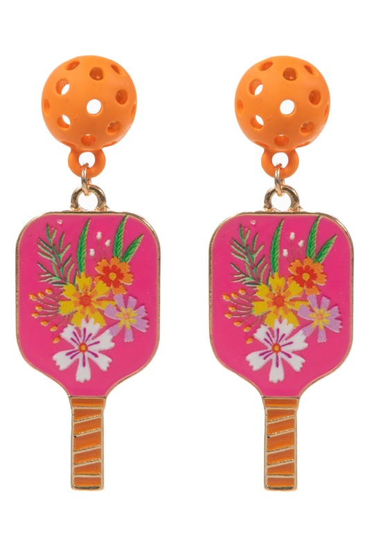 Sports Pickleball Enamel W Pattern Post Earrings