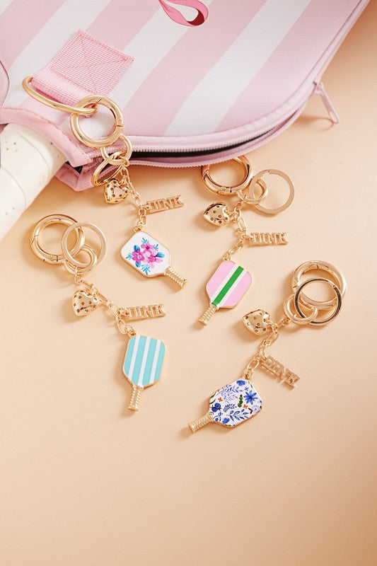 Sports Pickleball Enamel Bag Charm And Keychain