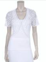 Lace Bolero Jacket Short Sleeve w/ floral pattern,small rhinestons