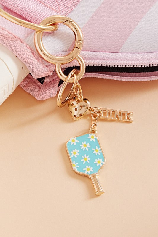 Sports Pickleball Enamel Bag Charm And Keychain